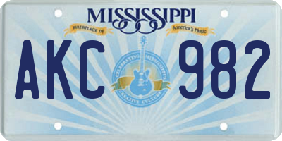 MS license plate AKC982