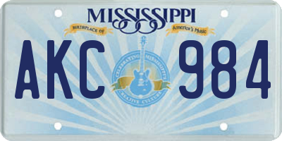 MS license plate AKC984