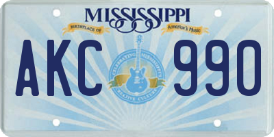 MS license plate AKC990