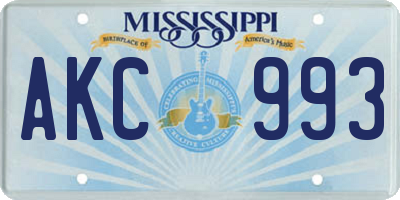 MS license plate AKC993