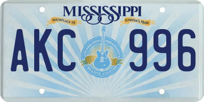 MS license plate AKC996