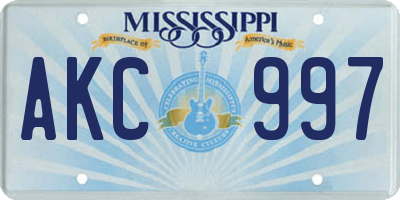 MS license plate AKC997