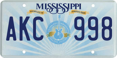MS license plate AKC998