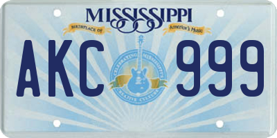 MS license plate AKC999