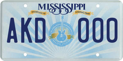 MS license plate AKD000