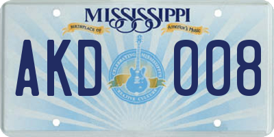 MS license plate AKD008