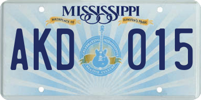 MS license plate AKD015