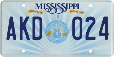 MS license plate AKD024