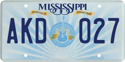 MS license plate AKD027