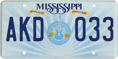 MS license plate AKD033