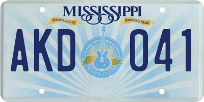 MS license plate AKD041