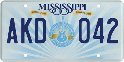 MS license plate AKD042