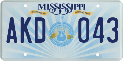MS license plate AKD043