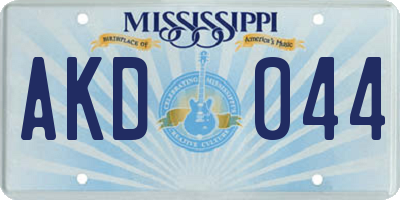 MS license plate AKD044