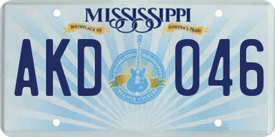 MS license plate AKD046