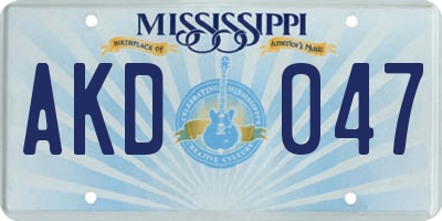 MS license plate AKD047