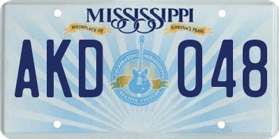 MS license plate AKD048