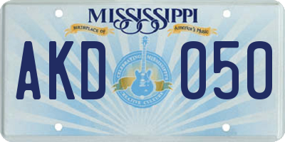 MS license plate AKD050