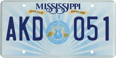 MS license plate AKD051