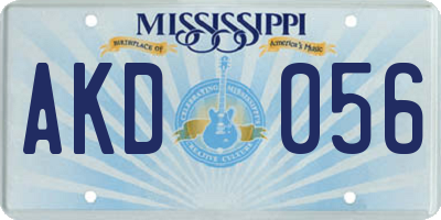 MS license plate AKD056