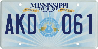 MS license plate AKD061