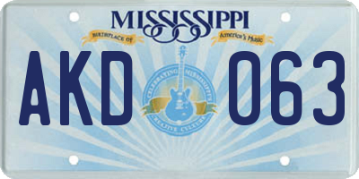 MS license plate AKD063