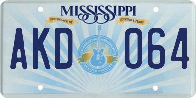 MS license plate AKD064