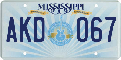 MS license plate AKD067