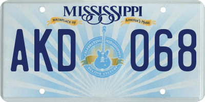 MS license plate AKD068