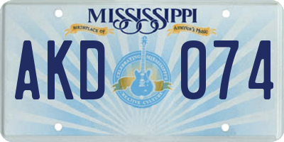 MS license plate AKD074
