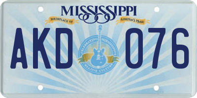 MS license plate AKD076