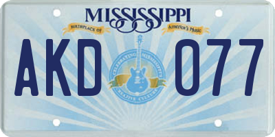 MS license plate AKD077