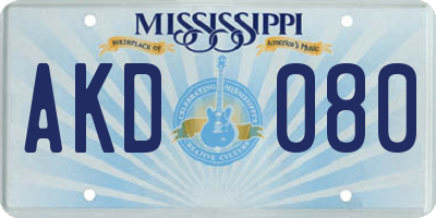 MS license plate AKD080