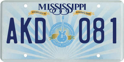 MS license plate AKD081