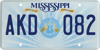 MS license plate AKD082