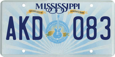 MS license plate AKD083