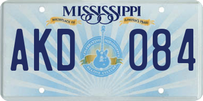MS license plate AKD084