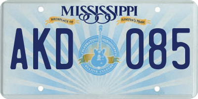 MS license plate AKD085
