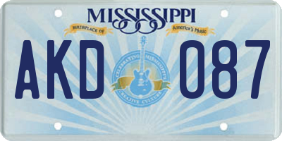 MS license plate AKD087