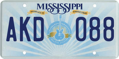 MS license plate AKD088