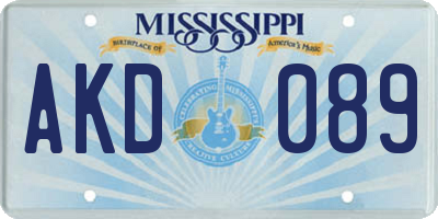 MS license plate AKD089