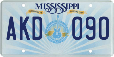 MS license plate AKD090