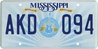 MS license plate AKD094