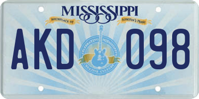 MS license plate AKD098