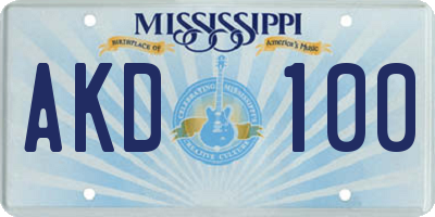 MS license plate AKD100