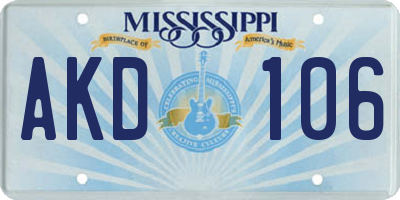 MS license plate AKD106