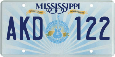 MS license plate AKD122