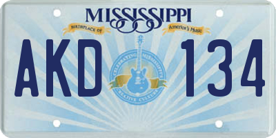MS license plate AKD134