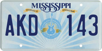 MS license plate AKD143