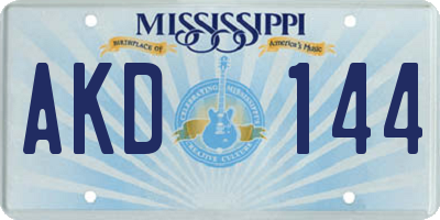 MS license plate AKD144